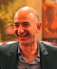 Photo of Jeff Bezos, CEO of Amazon, the left side of his brain hidden by forehead.